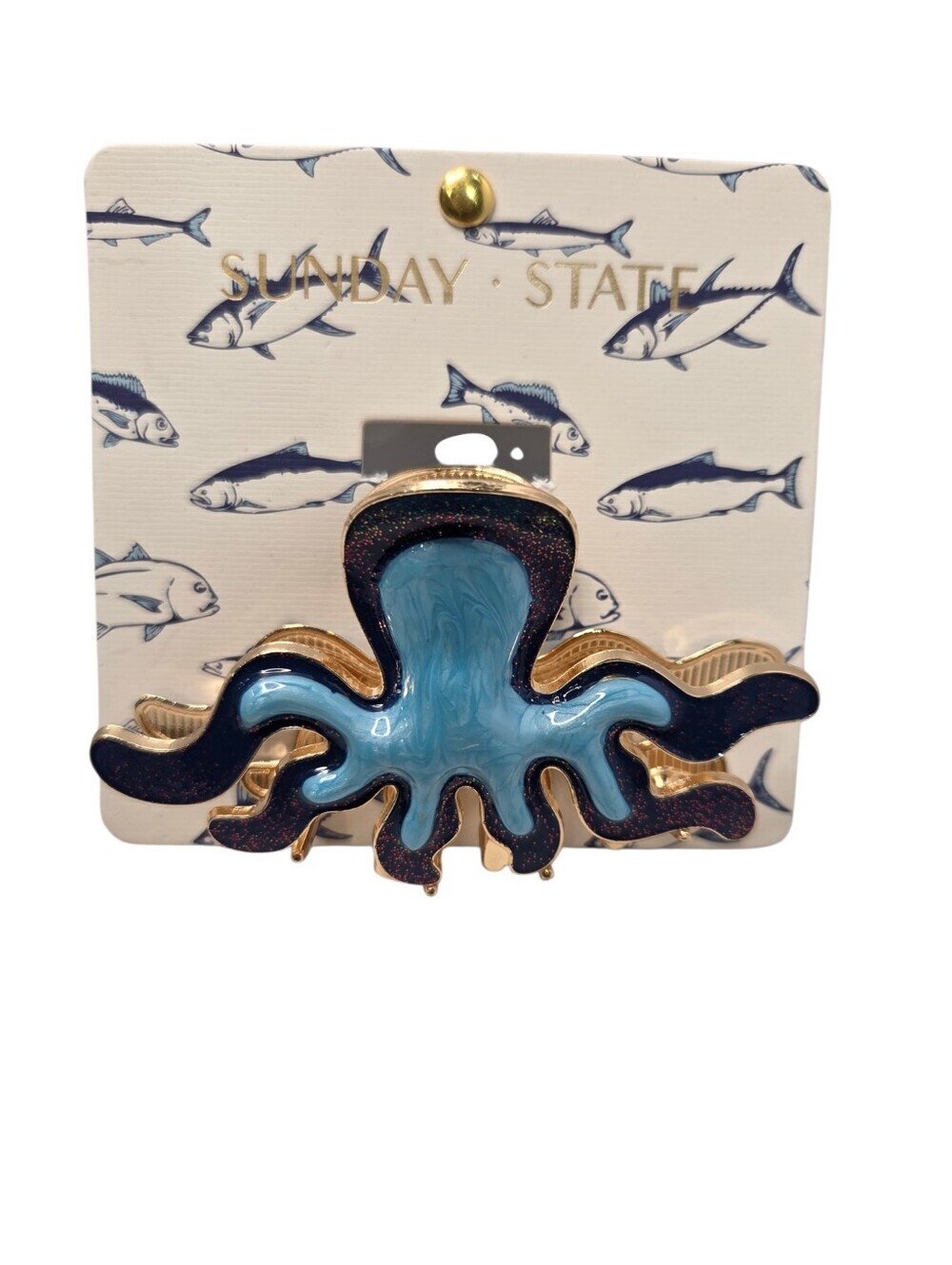🐙▪️Sunday State▪️ UK Octopus Metal Claw Hair Clip - Blue & Navy